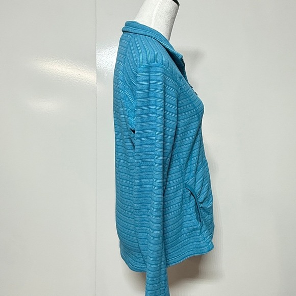 The North Face Jacket Womens Large Blue Stripes Full Zip Polartec Thermal Pro - Picture 8 of 12